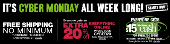 Kohl’s: Cyber Monday starts NOW, plus new coupon code! | The Savings Chick